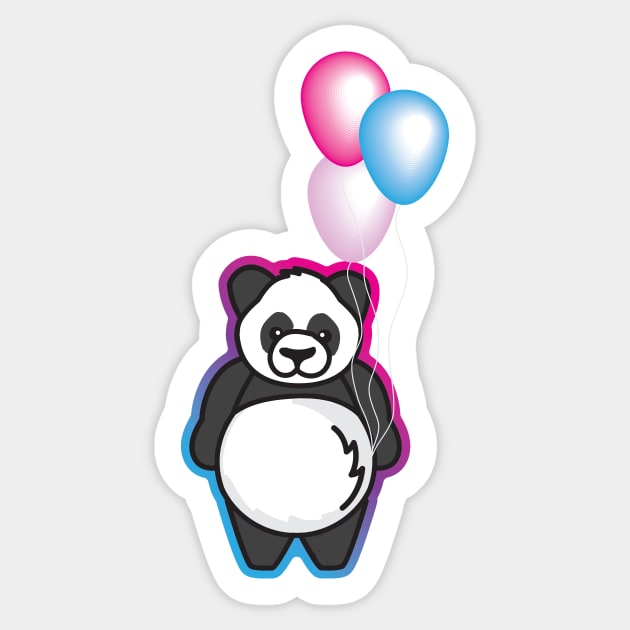 Pandaloons - Panda Bear with balloons Sticker by Vin Zzep